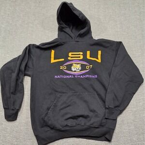 LSU Tigers 2007 National Champions Hoodie Black B&E Sport Mens Large NCAA